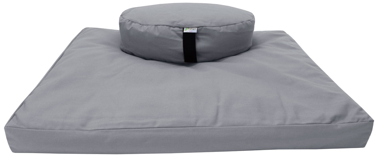 Light gray meditation cushion set zafu and zabuton cotton round standard