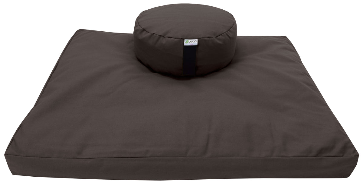 Brown meditation cushion set zafu and zabuton cotton round standard