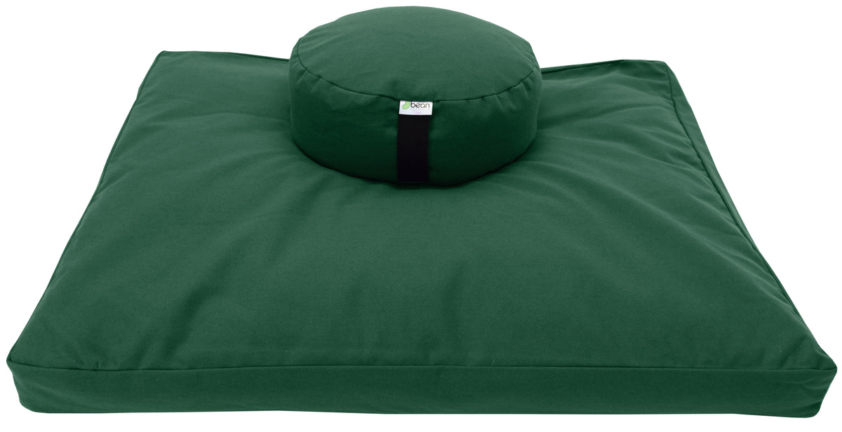 8. Forest green meditation cushion set zafu and zabuton cotton round standard