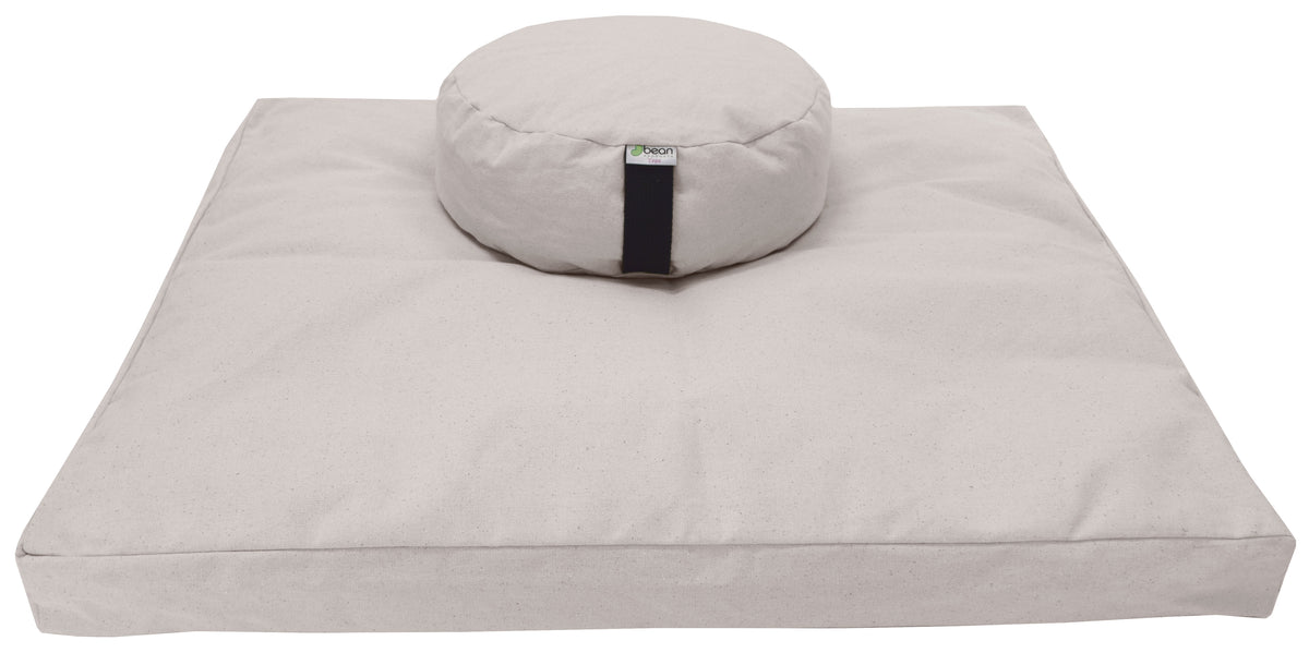 Natural beige meditation cushion set zafu and zabuton cotton round standard