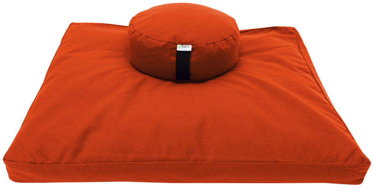 Orange meditation cushion set zafu and zabuton cotton round standard