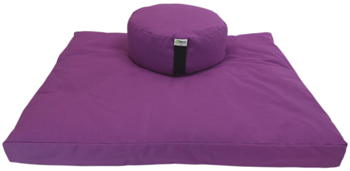 Plum purple meditation cushion set zafu and zabuton cotton round standard