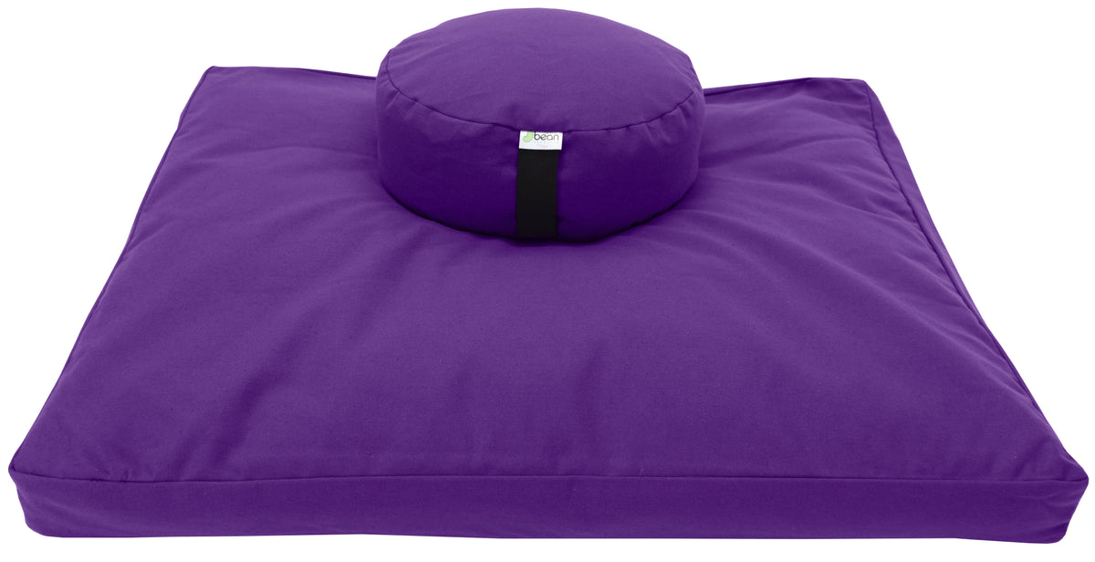 Deep purple meditation cushion set zafu and zabuton cotton round standard