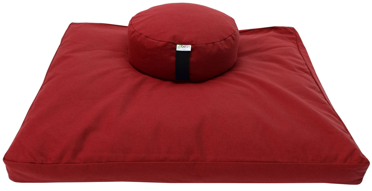 Apple red meditation cushion set zafu and zabuton cotton round standard