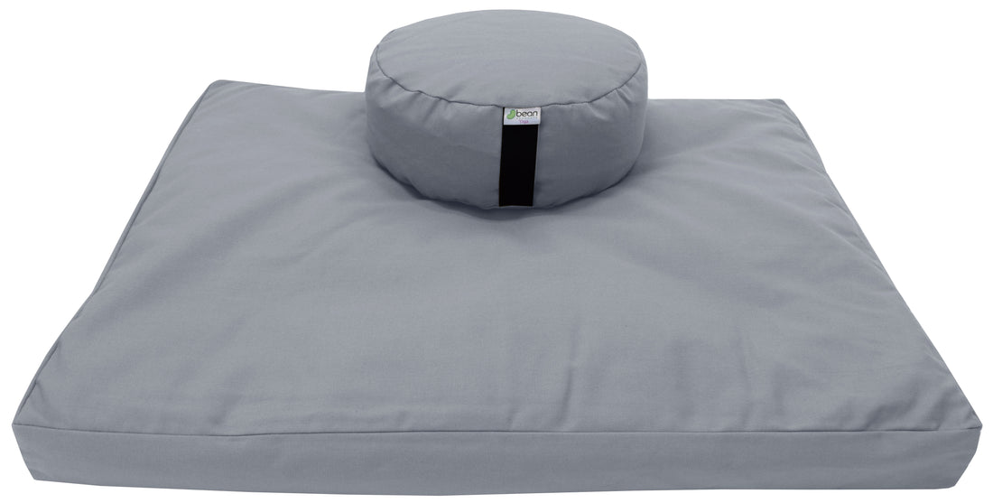 Gray meditation cushion set zafu and zabuton cotton round standard made in USA