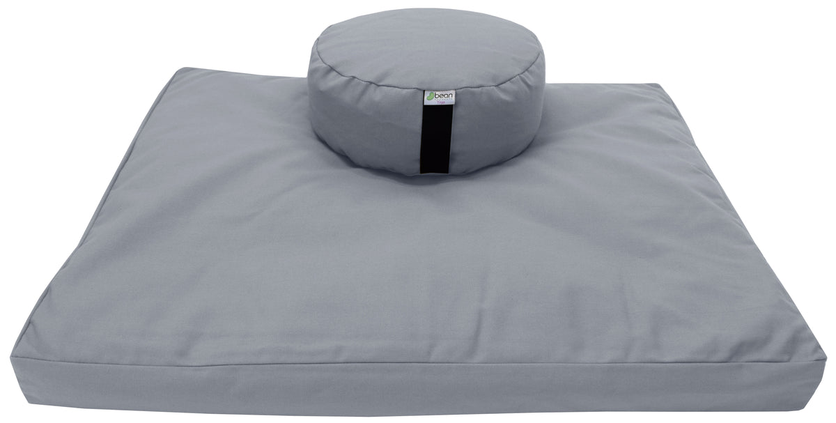 Gray meditation cushion set zafu and zabuton cotton round standard made in USA