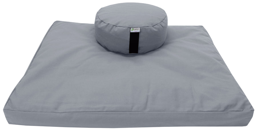 Gray meditation cushion set zafu and zabuton cotton round standard made in USA