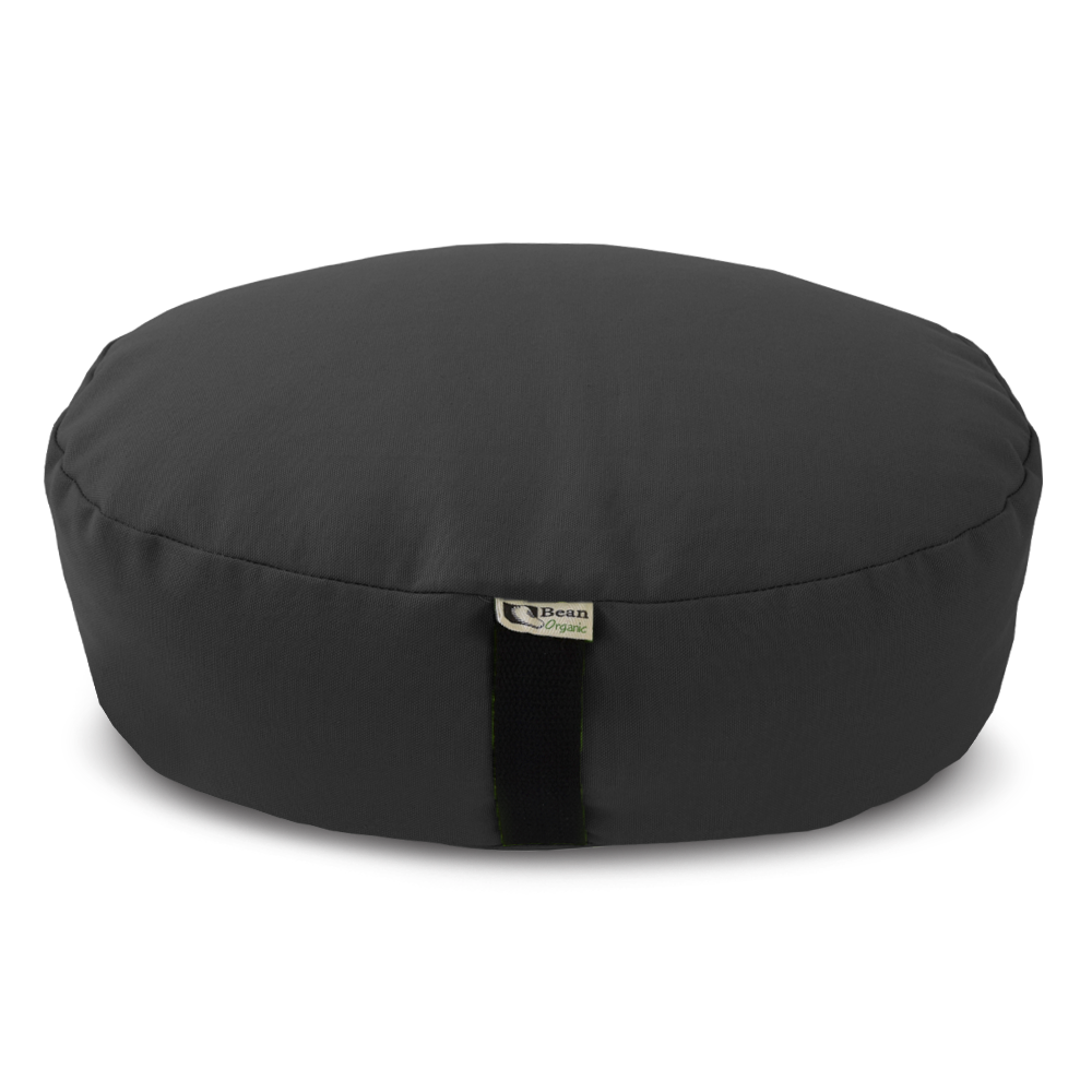 Round black zafu meditation cushion cotton yoga pillow with organic buckwheat filling