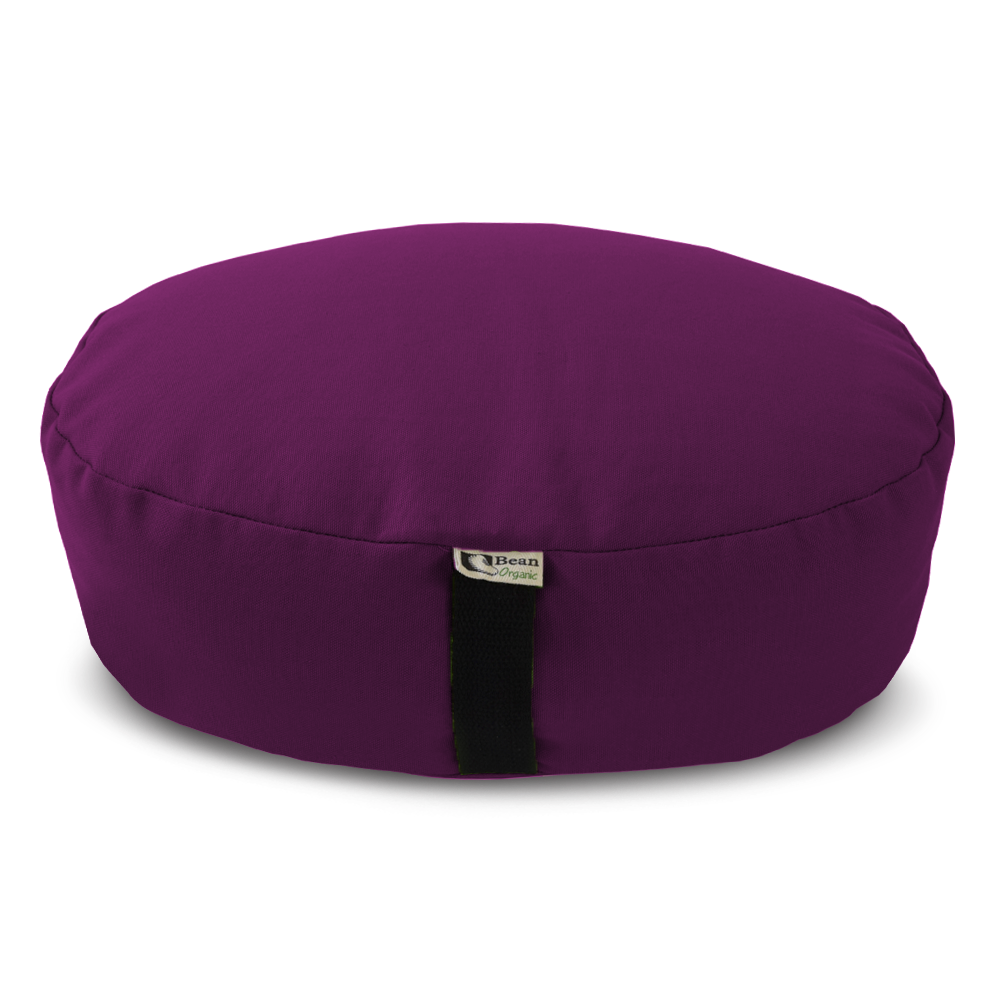 Round magenta purple zafu meditation cushion cotton yoga pillow with buckwheat hull filling