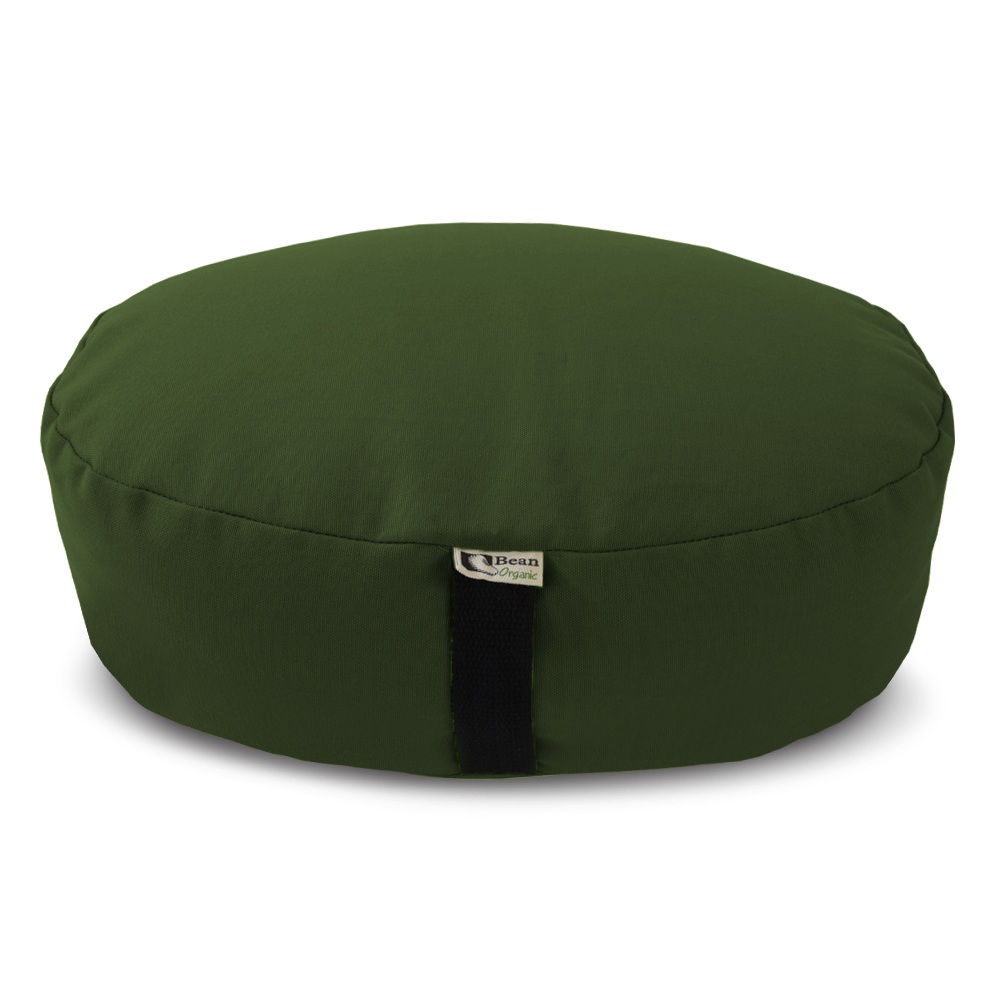 Round green zafu meditation cushion cotton yoga pillow with buckwheat hull filling