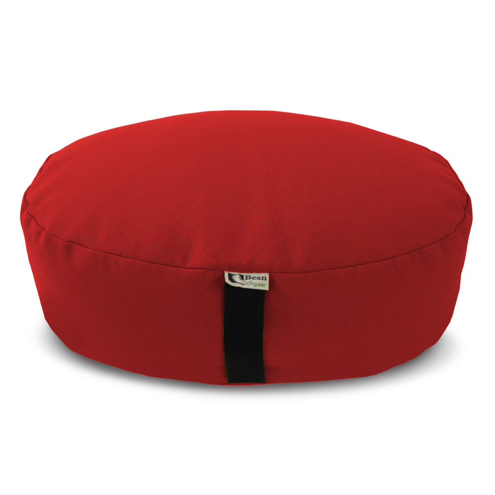 Round bright red zafu meditation cushion cotton yoga pillow with buckwheat hull filling