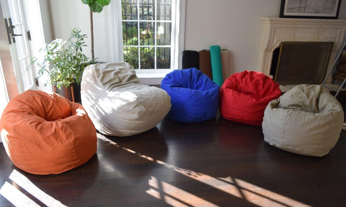 Kids bean bag chairs in living room cotton fabric eco fill colorful comfy seating for children play area