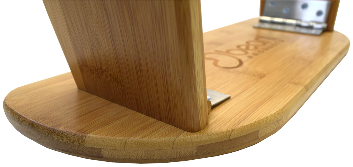 Sturdy bamboo meditation bench legs showing durable construction detail