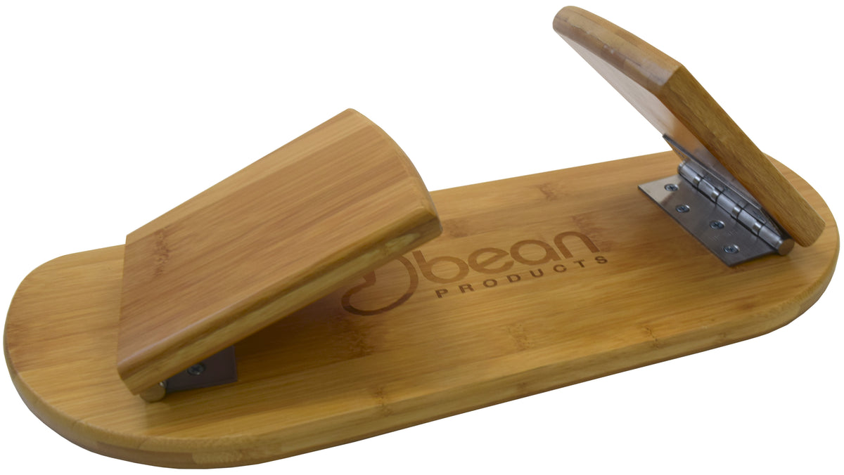 Portable bamboo meditation bench folded with cushion support for comfort