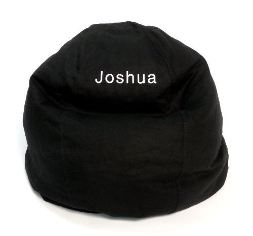 Black bean bag loveseat with Joshua embroidered personalization