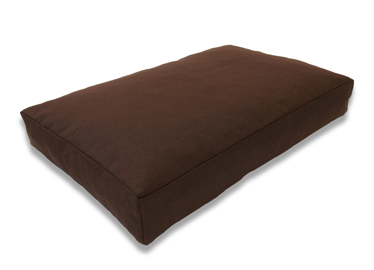Brown hemp dog bed with sturdy construction and comfortable padding