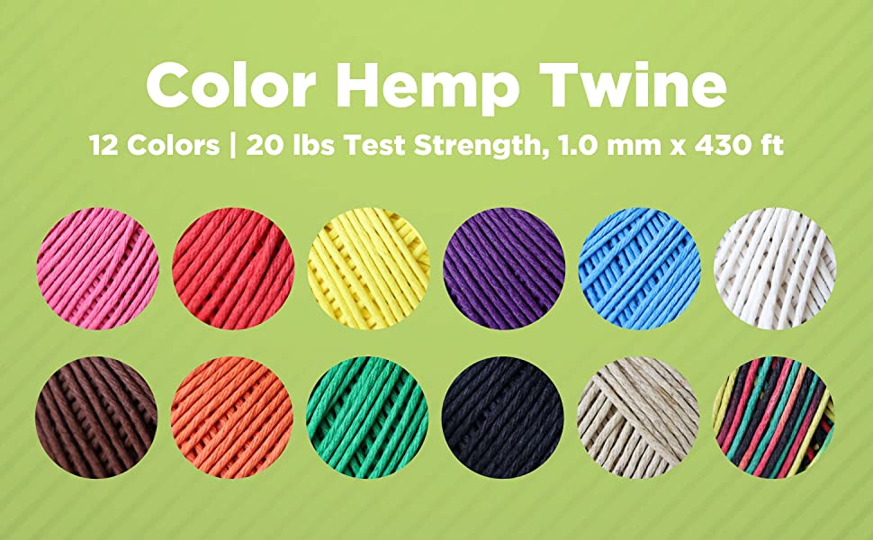 Assorted color hemp twine balls cord rope set for crafts macrame jewelry making gardening and DIY projects