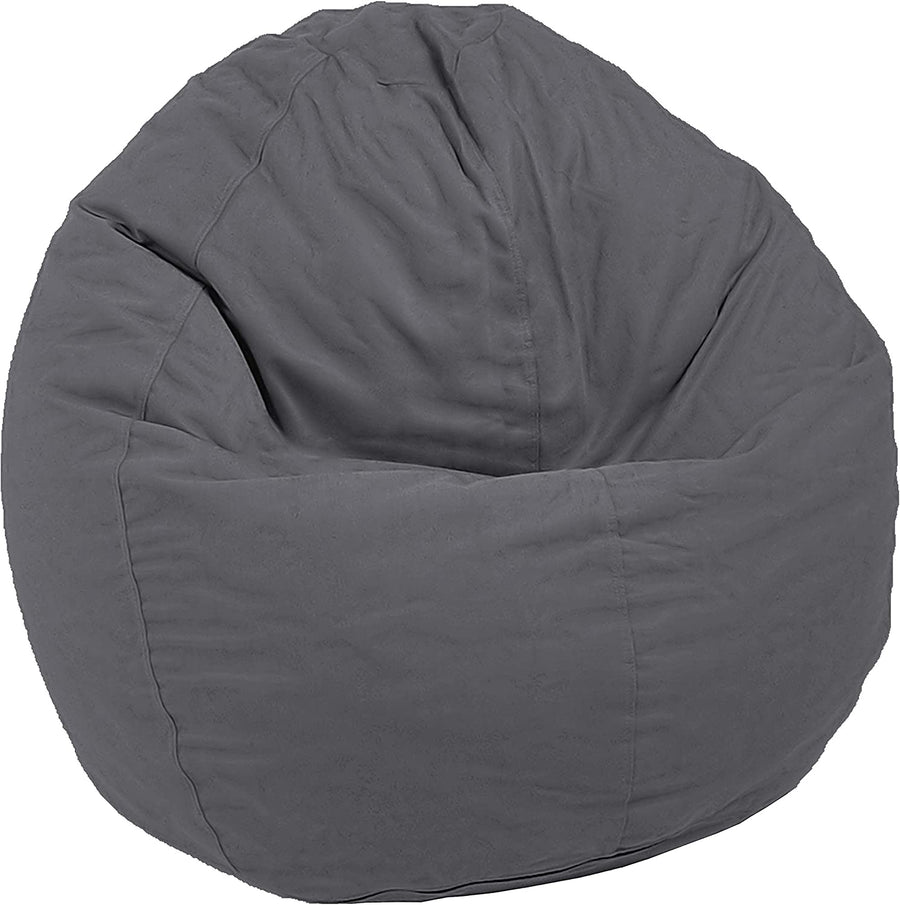 Gray bean bag chair for kids, neutral tone for modern playroom decor