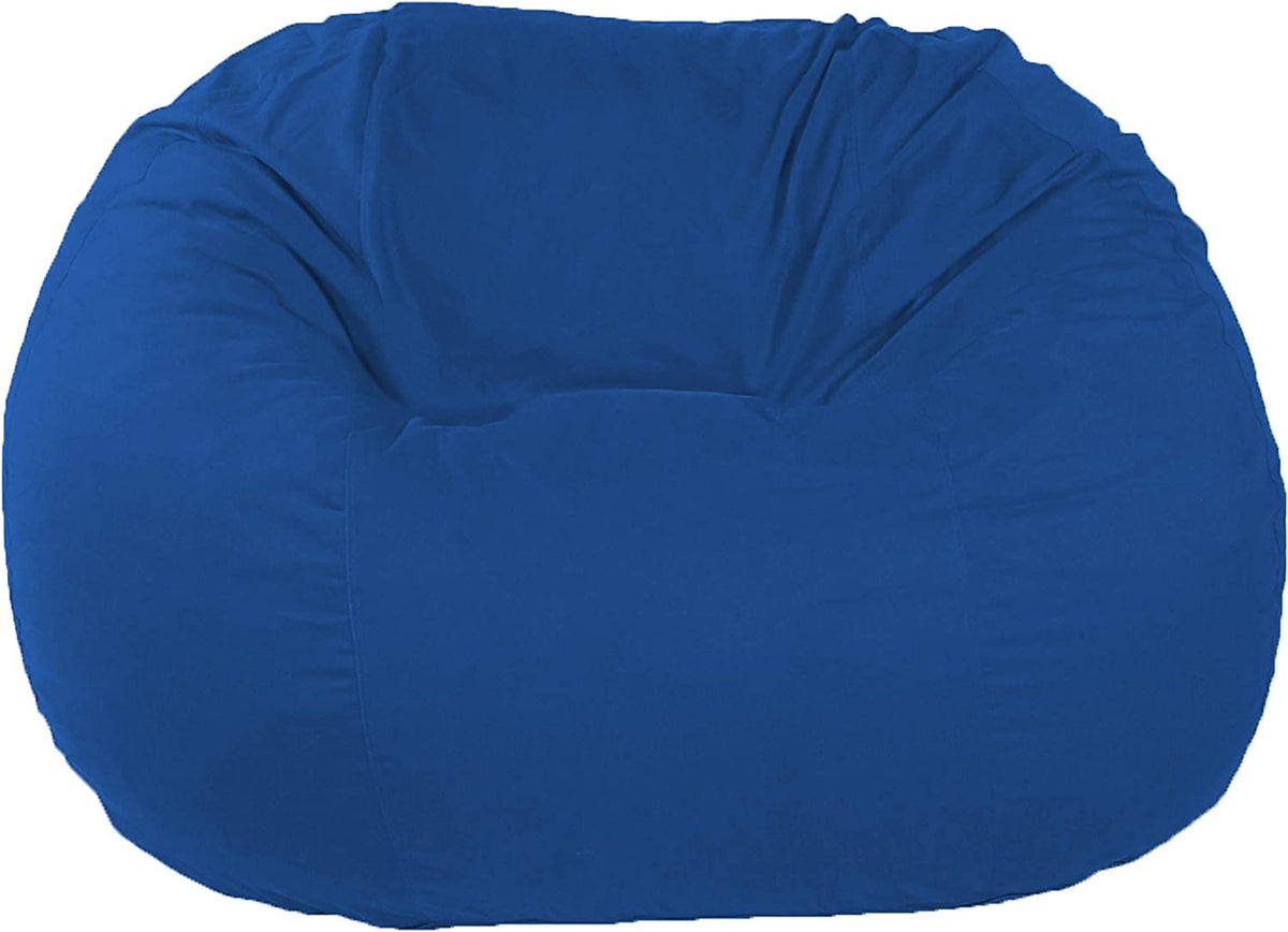Blue bean bag loveseat oversized cotton lounge seat front view