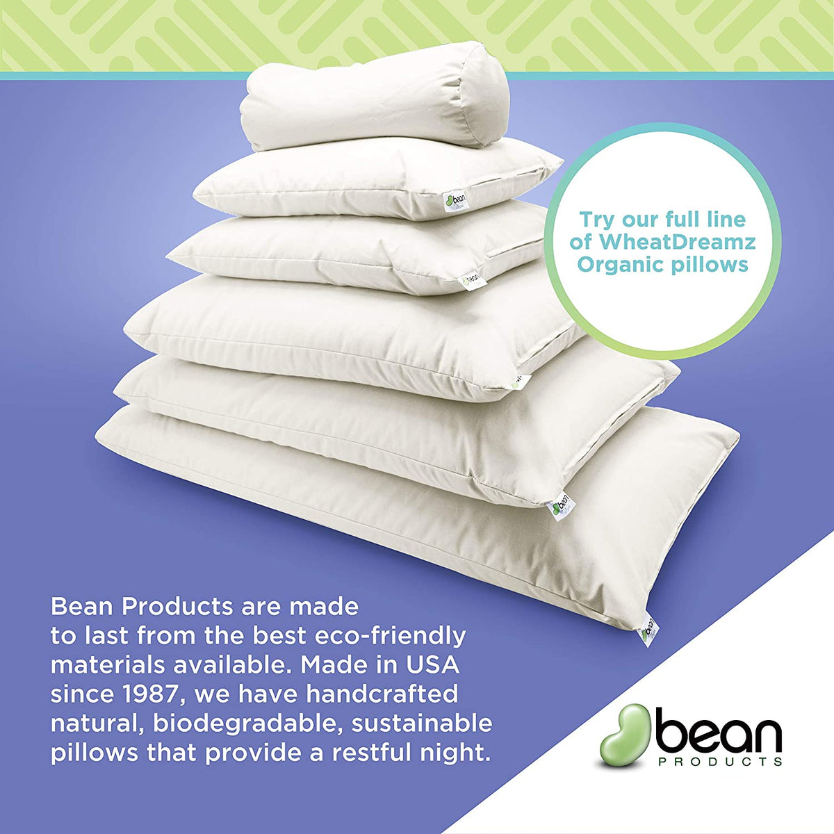 Set of organic cotton neck roll pillows stacked for ergonomic neck support