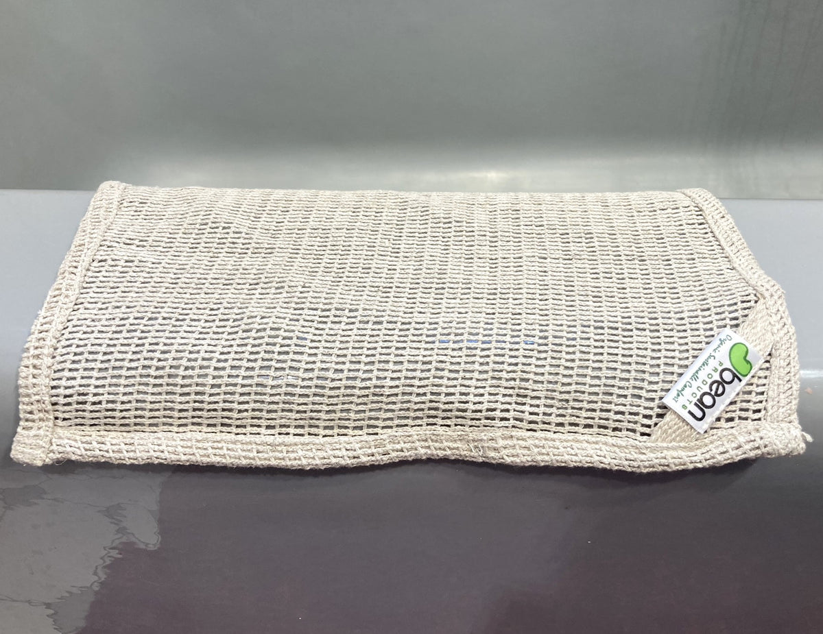 Folded hemp cotton washcloth stack, soft eco-friendly bath cloth