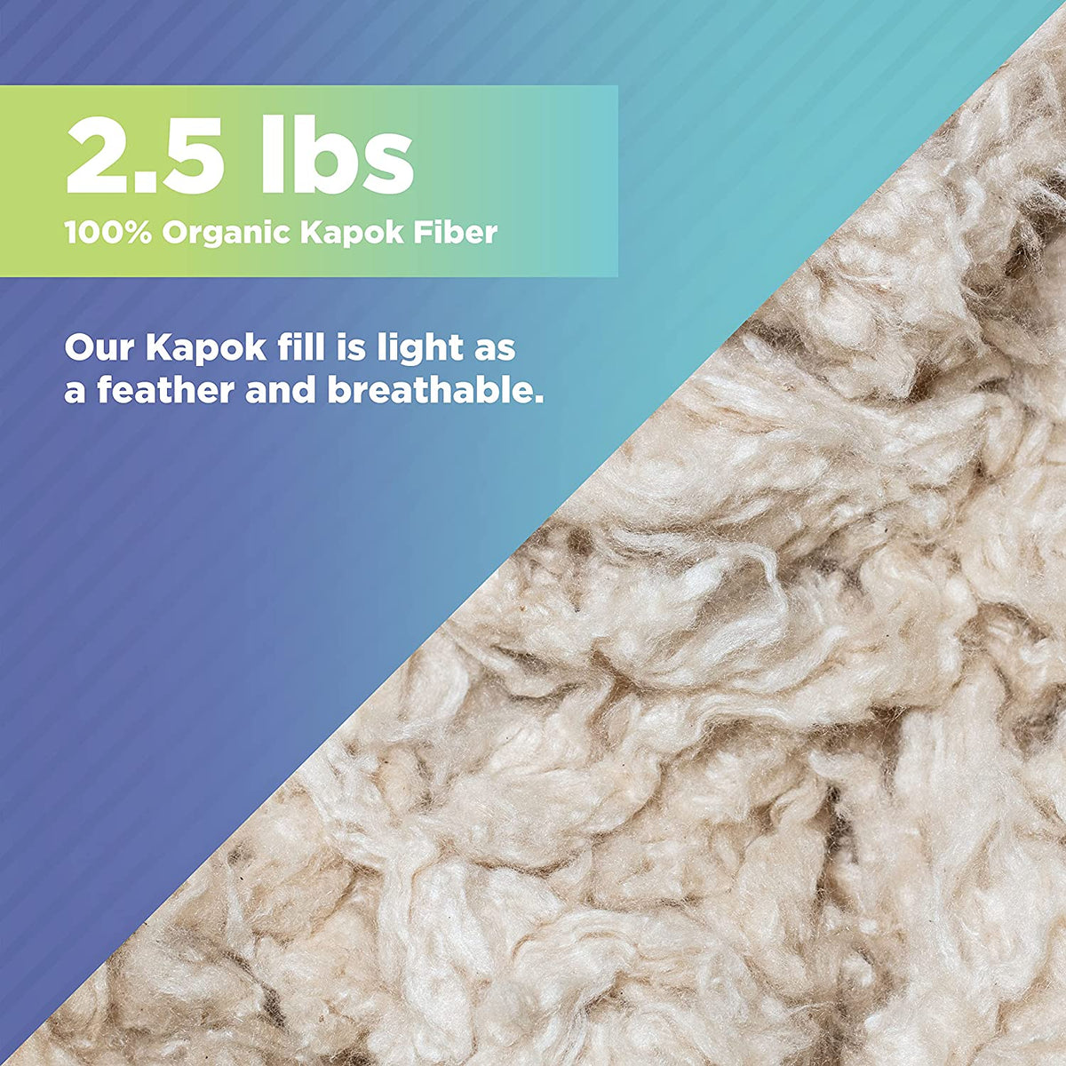 2.5 pound kapok fiber 100% organic