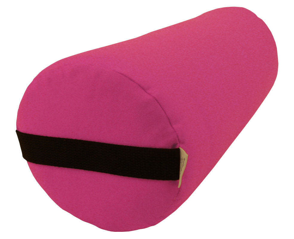Pink round yoga bolster soft cushion for meditation and restorative poses