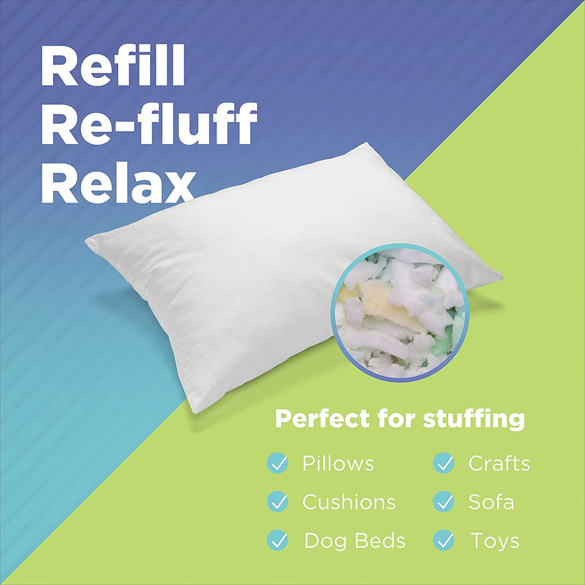 Shredded foam refill for bean bags and cushions – soft supportive CertiPUR foam filling material