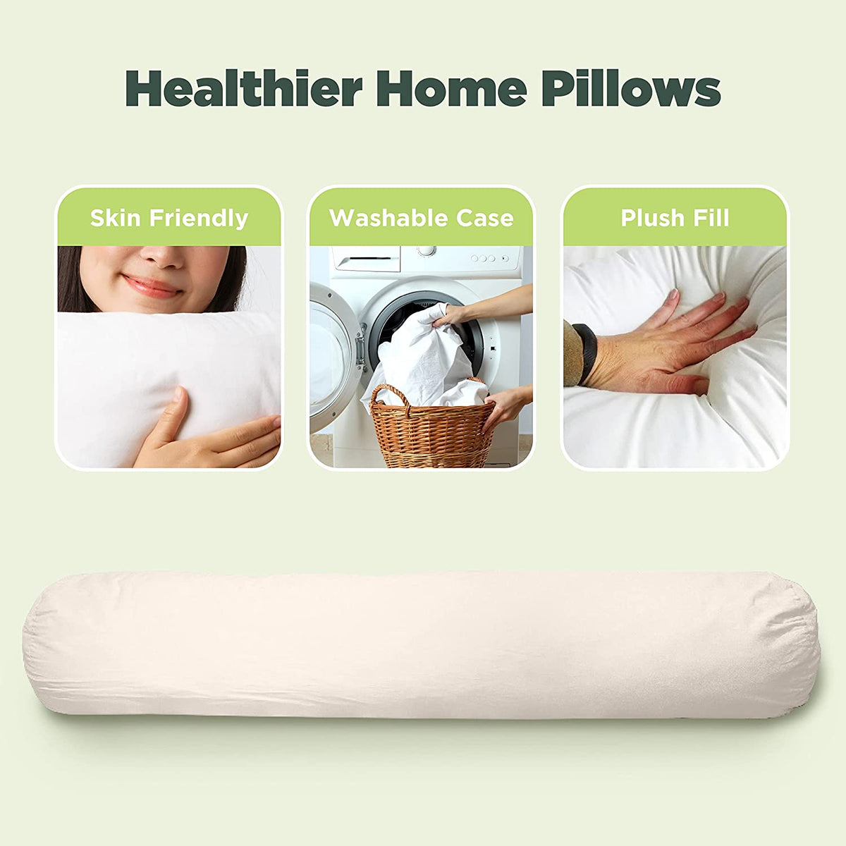 Kidney bean shaped body pillow in organic cotton, soft ergonomic cushion for kids sleeping comfort and relaxation