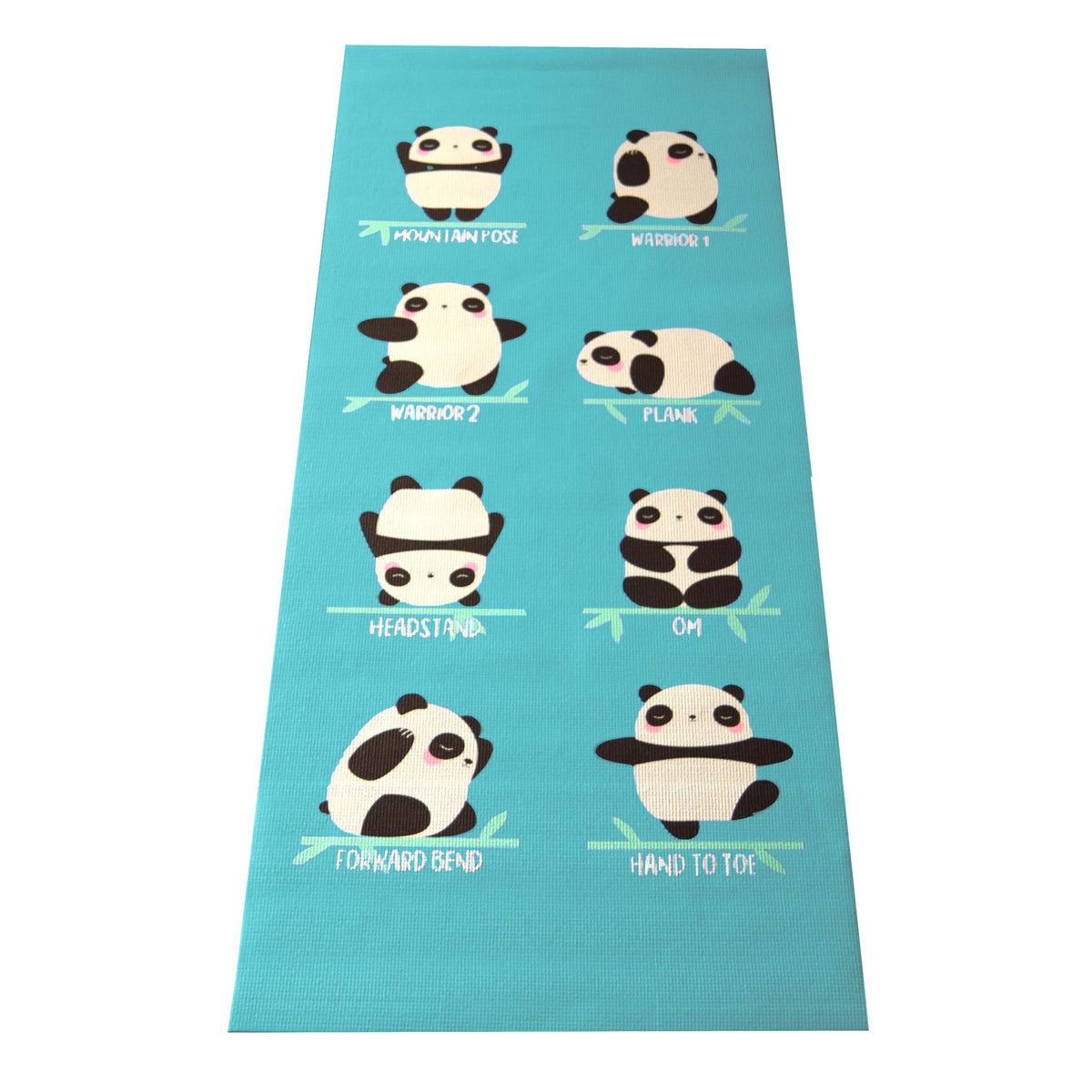 Teal panda kids yoga mat, cushioned animal design fitness mat